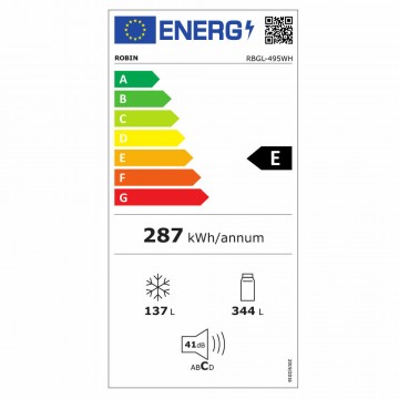 Robin RBGL-495WH Ψυγειοκαταψύκτης 481lt Total NoFrost Υ192xΠ70xΒ72εκ. Λευκός